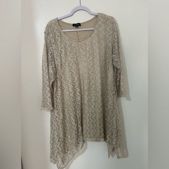 Cal Style Tops - Chic Lace‎ Tunic in Cream